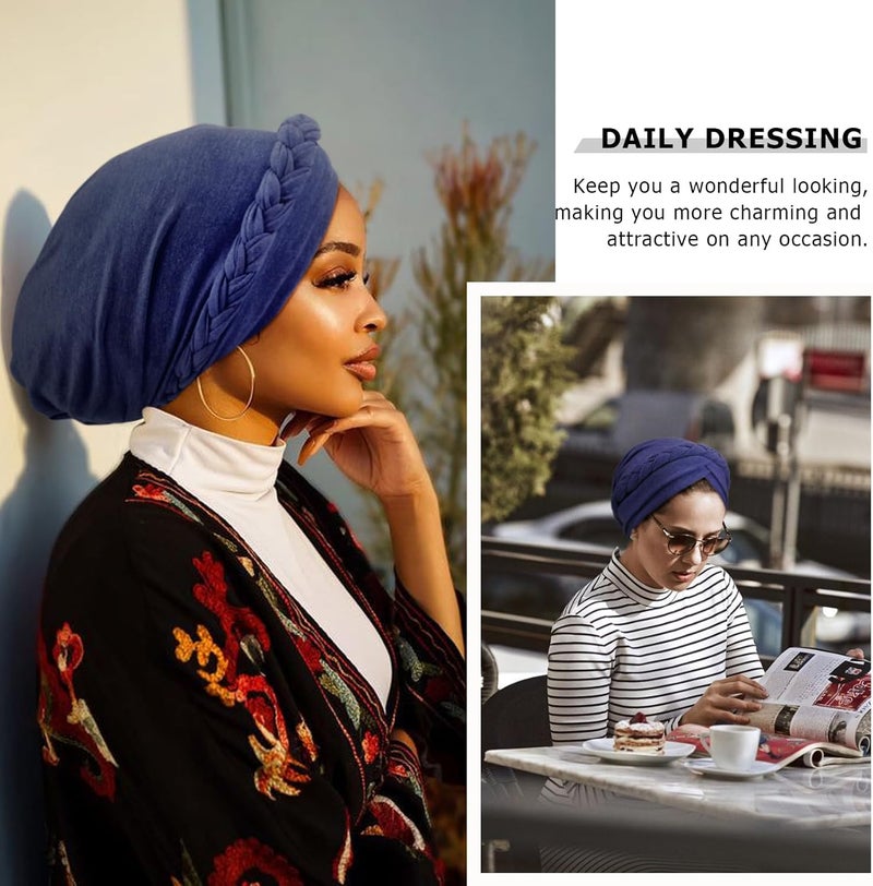 DRESHOW Turban Pre-Tied Twisted Hat Thread African Head Wraps for Black Women Chemo Cancer Cap Braid Hair Cover - Image 2